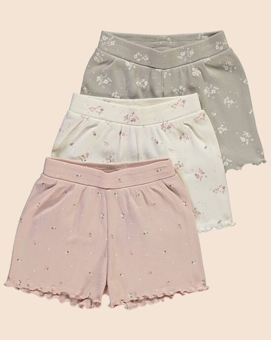 3 gab. ribbed šorti “Pastel ziediņi”