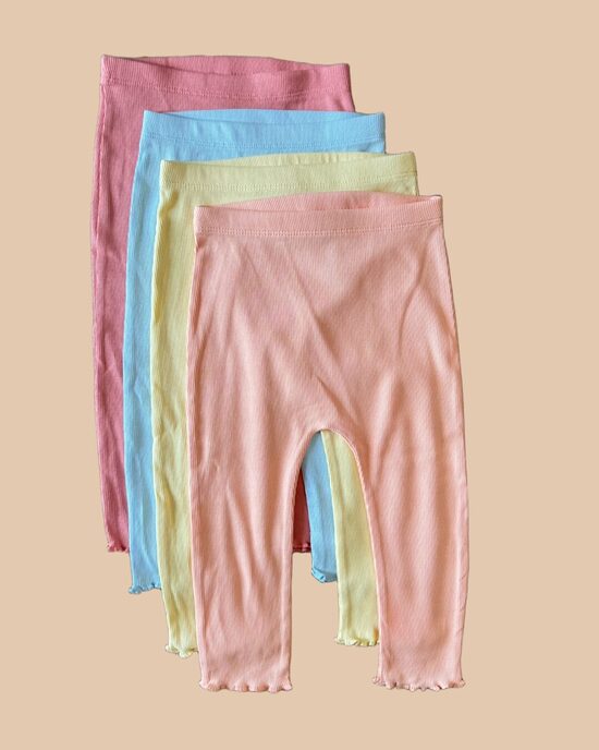 4 gab. pastel ribbed legingi