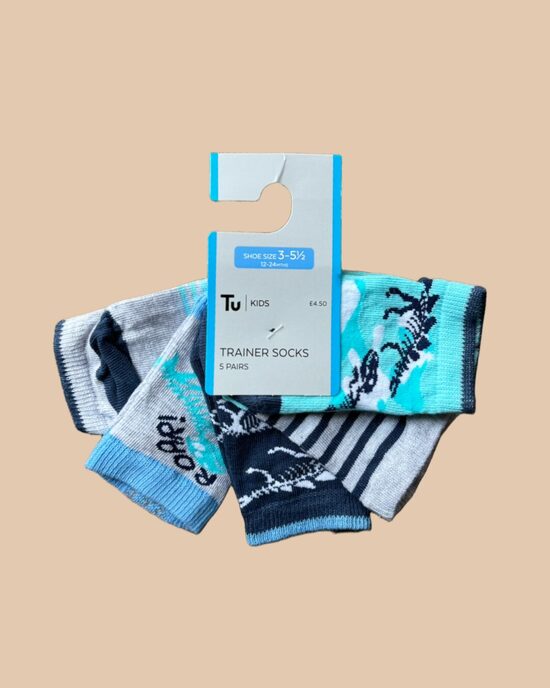 5 gab. īsās zeķes “Dinozauri”