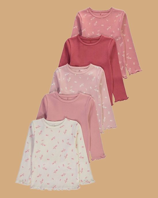 5 gab. pūdertoņu Ribbed garroku krekliņi 