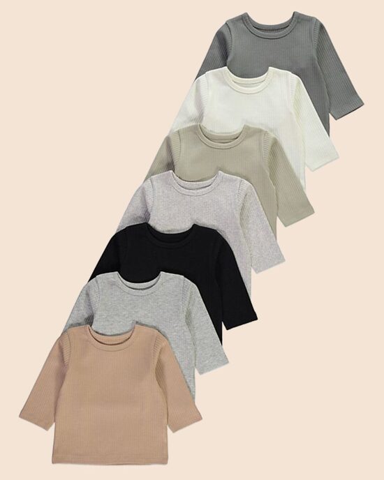 7 gab. ribbed naturālu toņu garroku krekliņi