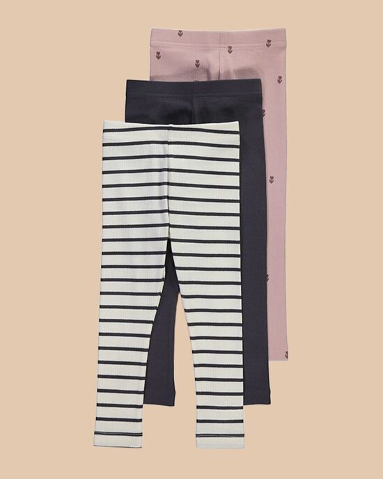 3 gab. ribbed legingi “Rozā ziedu”