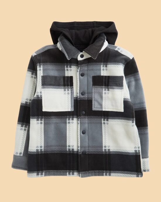 Mīksta starpsezonas flīsa jaka ar silto teddy oderi un kapuci 