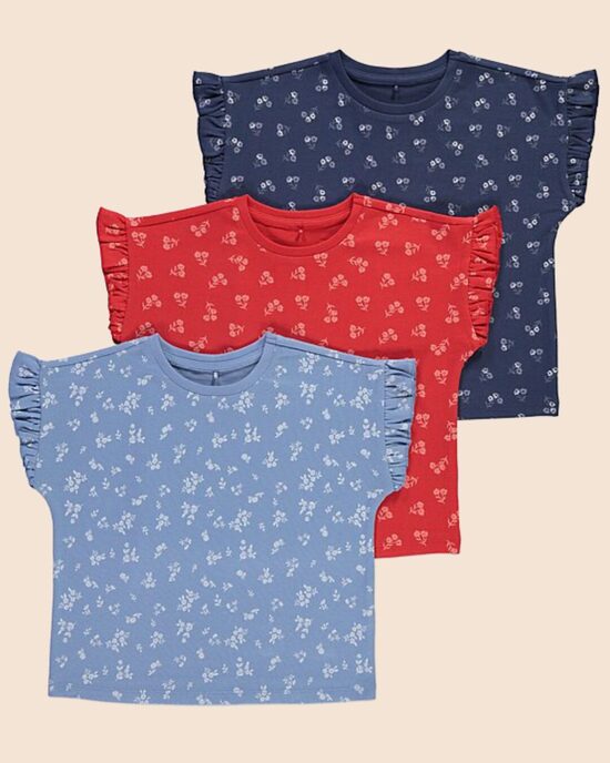 3 gab. kokvilnas T-krekli “Puķītes”