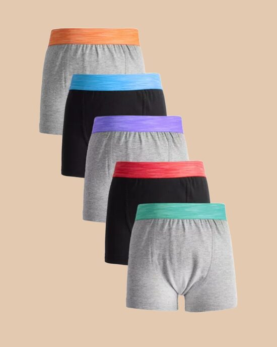 5 gab. bāzes bokseršorti ar krāsainām jostiņām