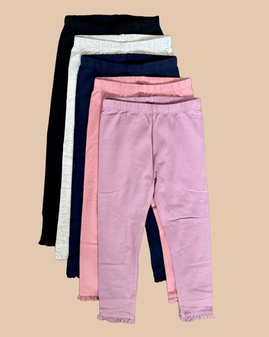 5 gab. bāzes toņu legingi ar mežģīņu maliņu