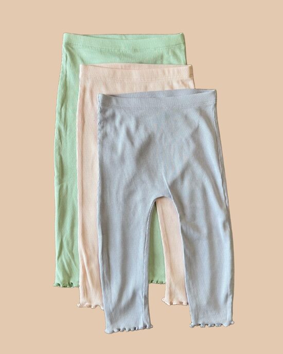 3 gab. pastel ribbed legingi