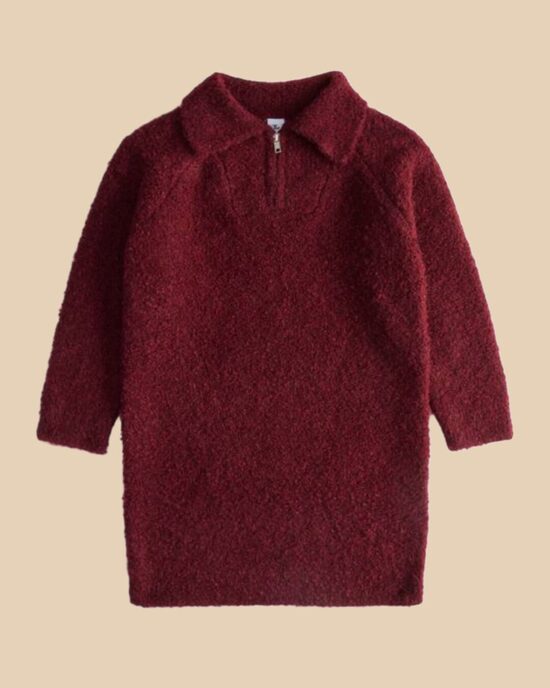 Burgundijas mīksta, silta džemperkleita