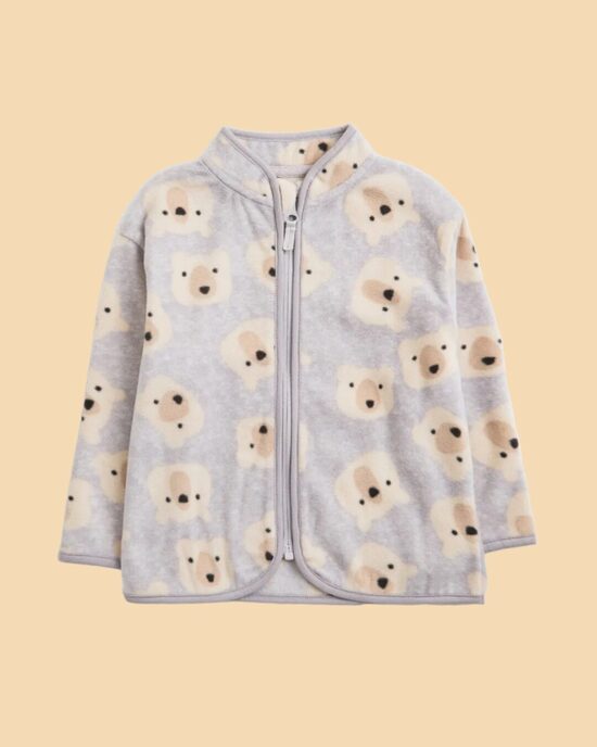 Pelēka flīsa jaka ar lācīšiem