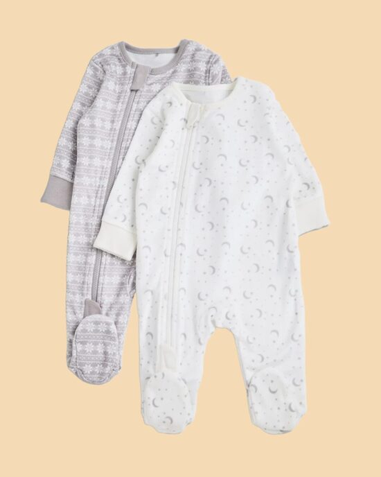 2 gab. velūra zip pidžamas ar neslīdošām pēdiņām 