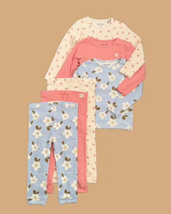 Ribbed kokvilnas komplekts “Puķes”