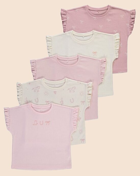 5 gab. kokvilnas T-krekli “Pastel bantītes”