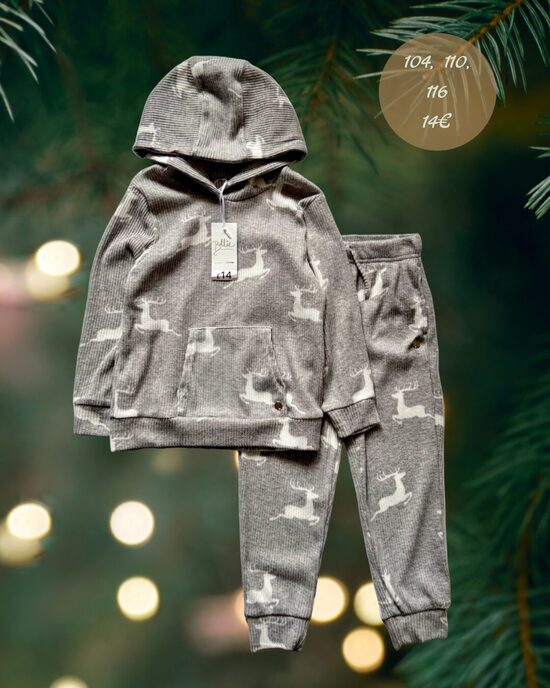 Softy ribbed pelēks kostīms ar briežiem 