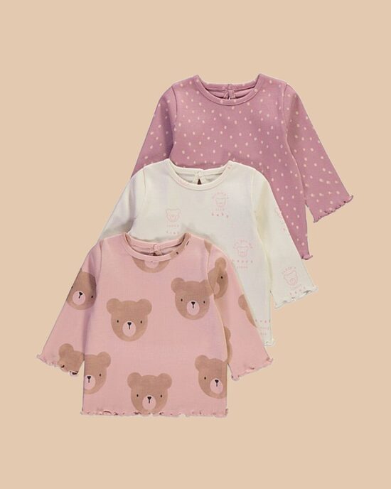 3 gab. ribbed krekliņi “Lācīši”