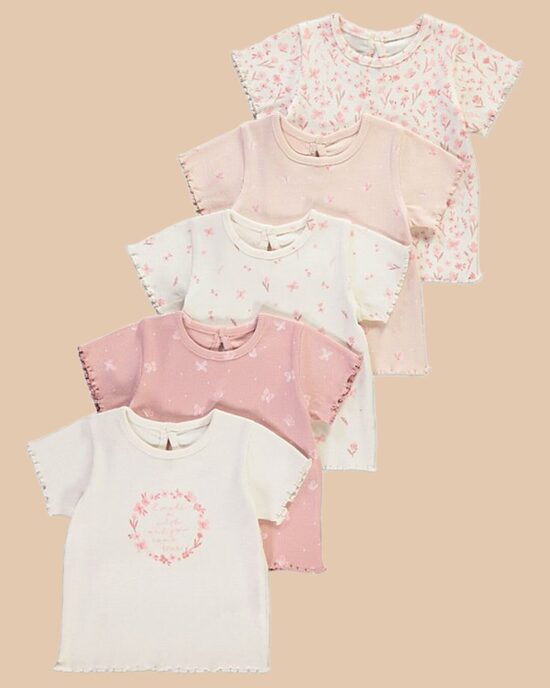 5 gab. maigu toņu ribbed T-krekli 