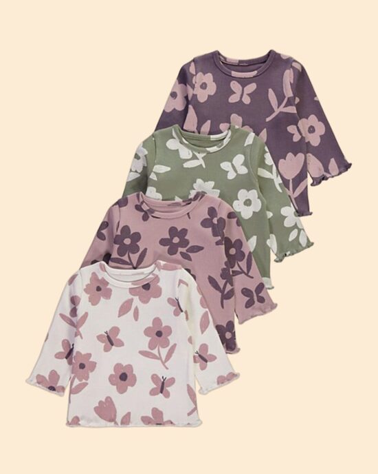 4 gab. Ribbed garroku krekliņi “Puķes”