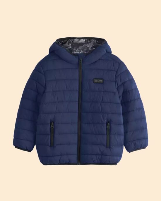 Tumši zila starpsezonas viegli siltināta, stepēta jaka 