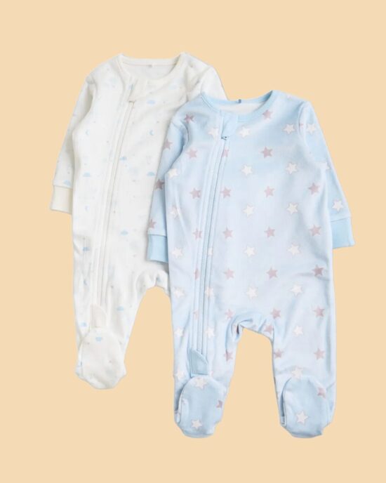 2 gab. velūra zip pidžamas ar neslīdošām pēdiņām 